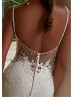 Beaded Scoop Neck Ivory Lace Tulle Sweet Wedding Dress